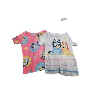 Bluey tops shirt toddler 18 months set of 2 pink and white floral girls baby New